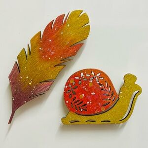 Colorful Snail and Feather Fridge Magnets Handmade Home Decor